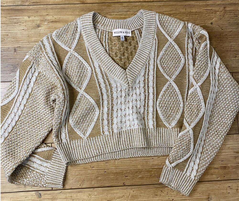 Willow & Wind XS Juniors Pullover Sweater Tan Color